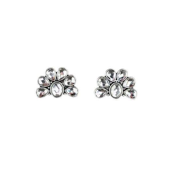 West & Co. Half Flower Rhinestone Earrings