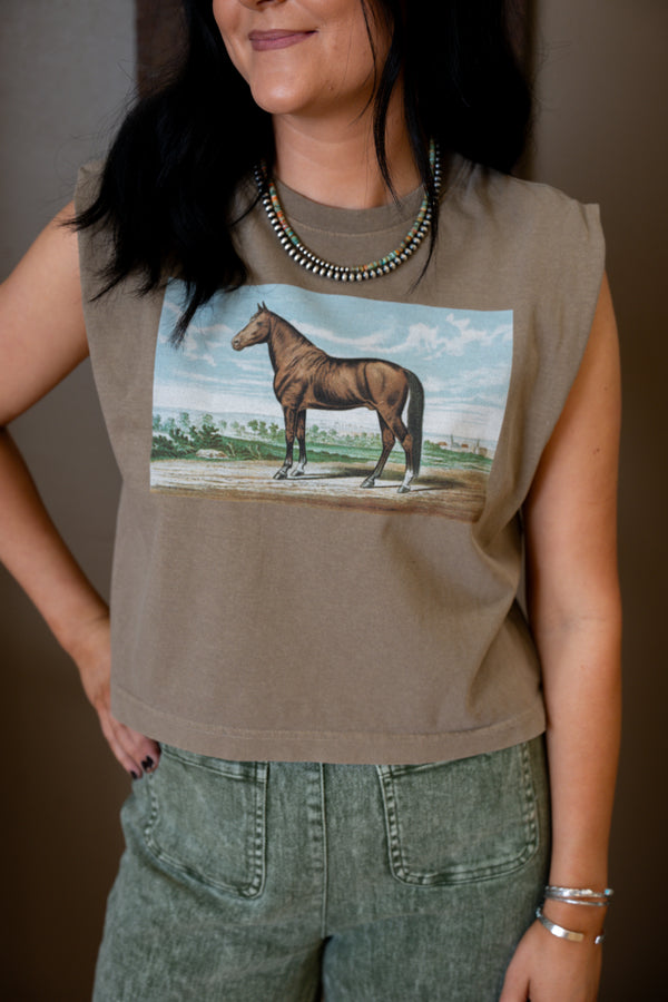 Vintage Horse Painting Boxy Tank