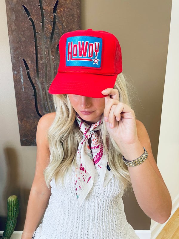 Howdy Red Trucker Hat