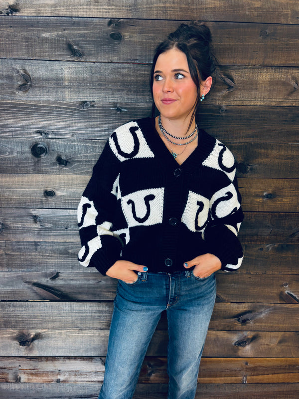 Just My Luck Horseshoe Cardigan
