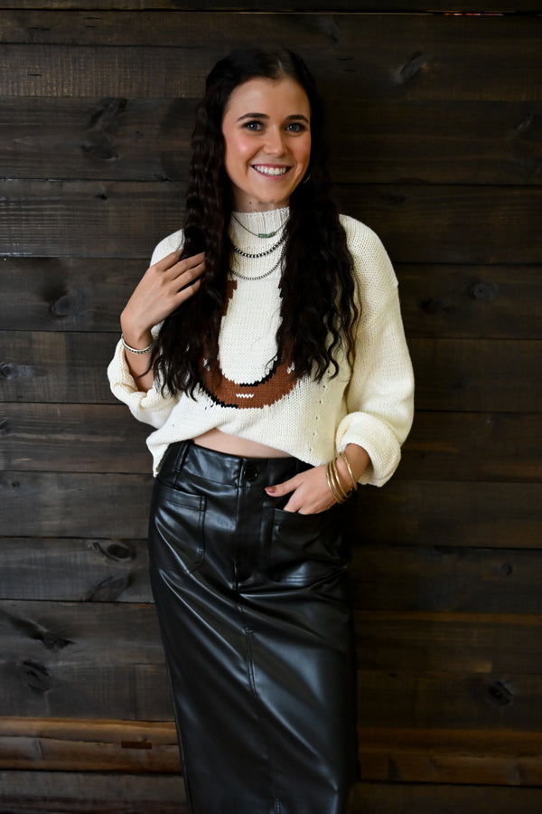 Joan Jett Faux Leather Midi Skirt