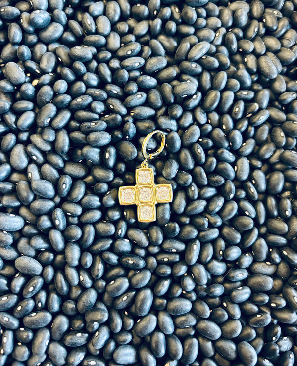 Block Cross Huggie Charm