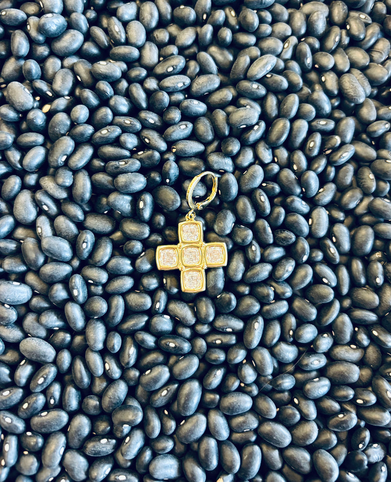 Block Cross Huggie Charm