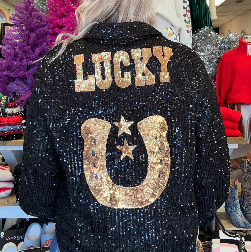 Lady Luck- Lucky Horseshoe Sequins Top