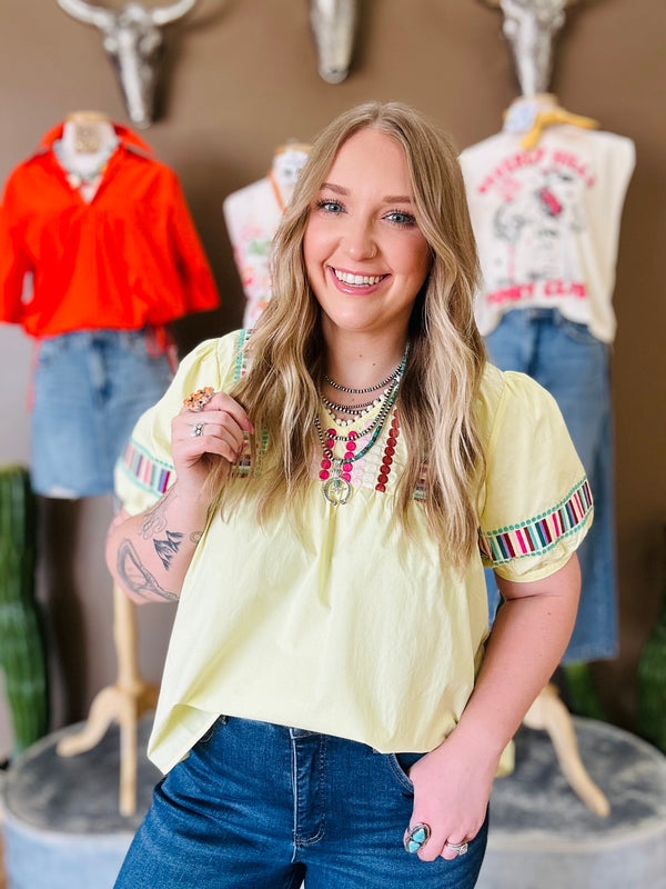 Arlo Bright Embroidered Top