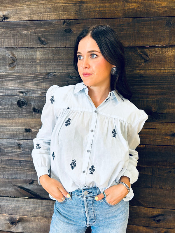 Dear John- Nasrin Embroidered Top