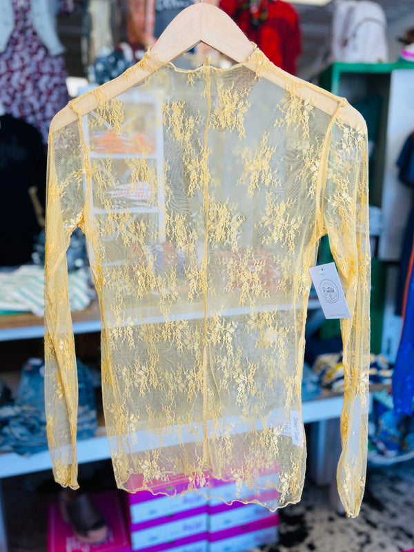 Lace Mesh Top- Gold