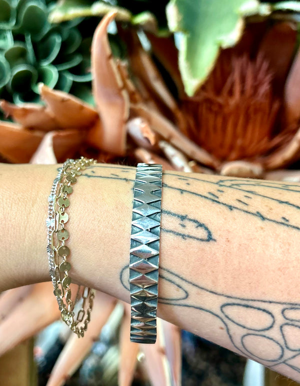 Sterling Oxidized Diamond Bangle