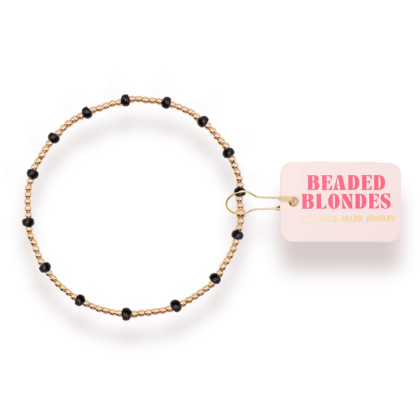 Beaded Blondes- Black Dainty Poppi Bracelet
