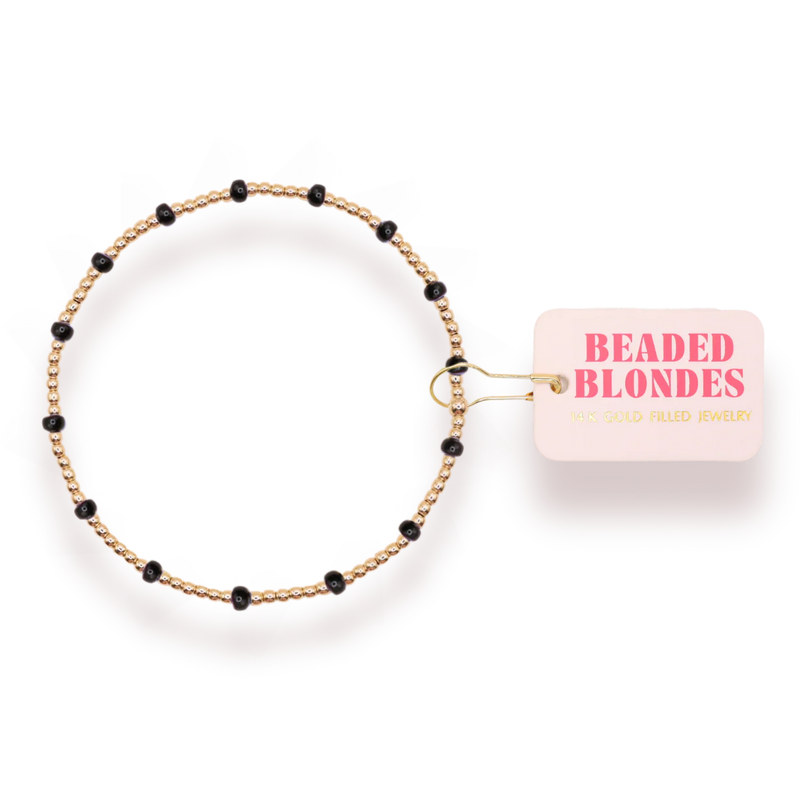 Beaded Blondes- Black Dainty Poppi Bracelet