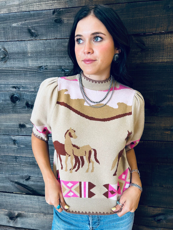 Lynn Horse Knit Top
