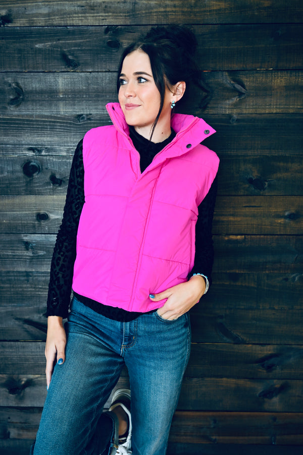 Bridget Hot Pink Puffer Vest