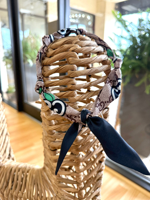 Knotted Neck Scarf- Designer Green/Navy