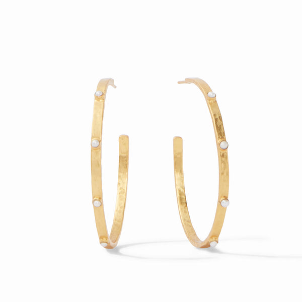 Julie Vos- Crescent Stone Hoop Pearl- XL