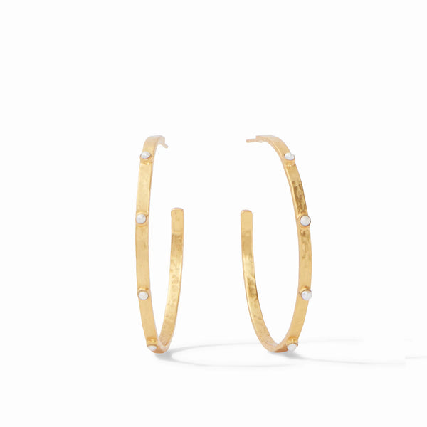 Julie Vos- Crescent Stone Hoop Pearl- L