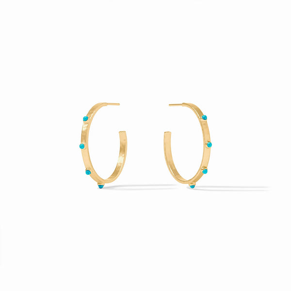 Julie Vos- Crescent Stone Hoop Turquoise Blue- M