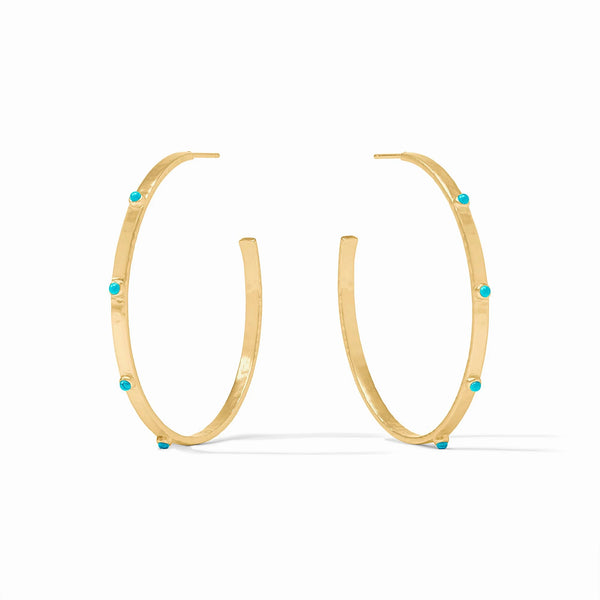 Julie Vos- Crescent Stone Hoop Turquoise Blue- XL