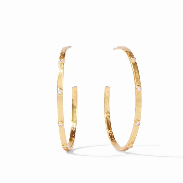 Julie Vos- Crescent Stone Hoop- Gold- XL