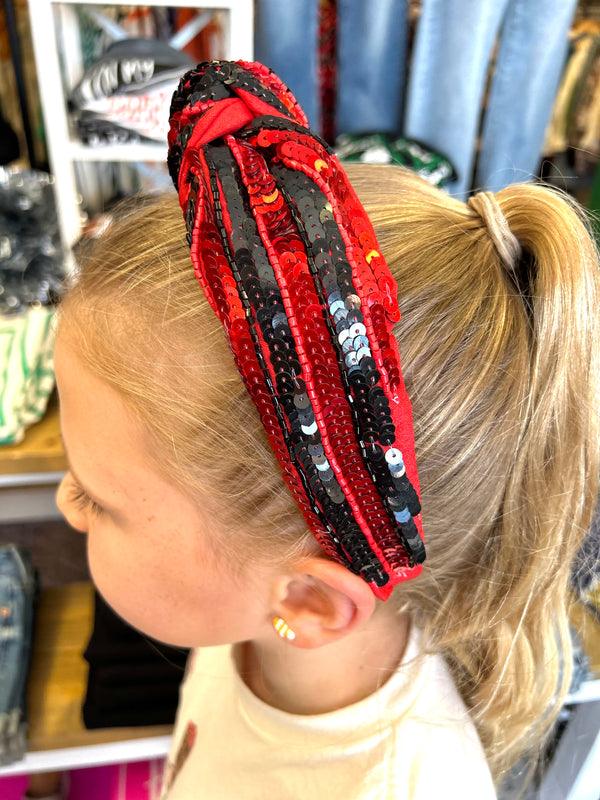 Red/Black Sequins Headband