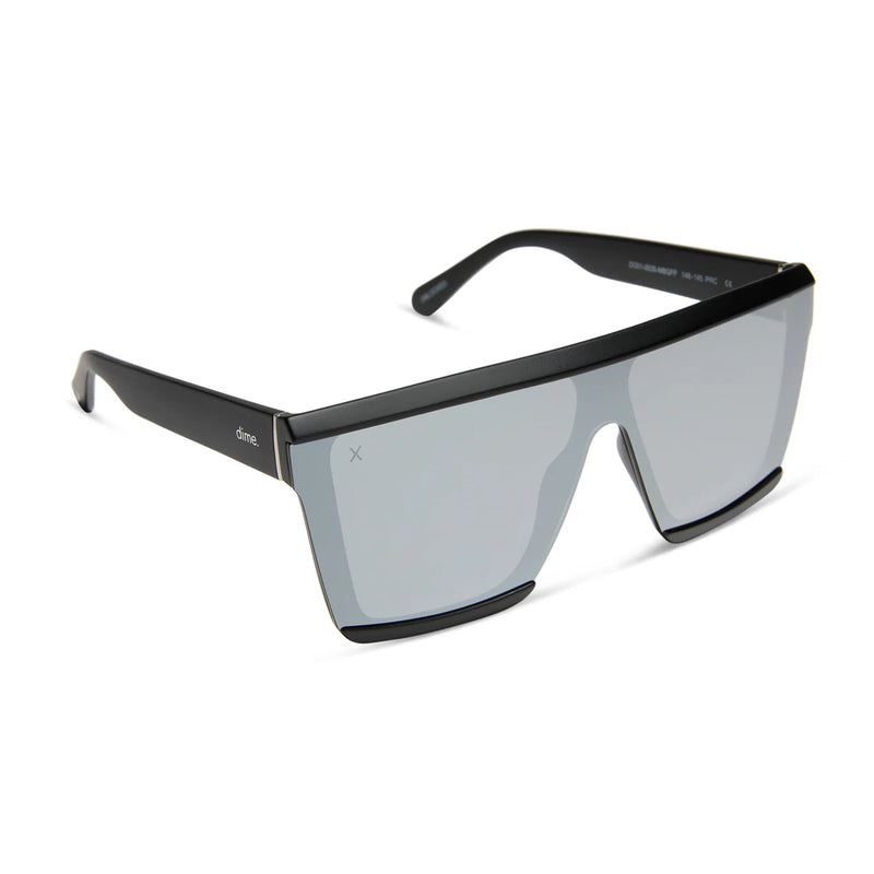 Dime- Unlocked Matte Black Mirror Lens Polarized Sunglasses