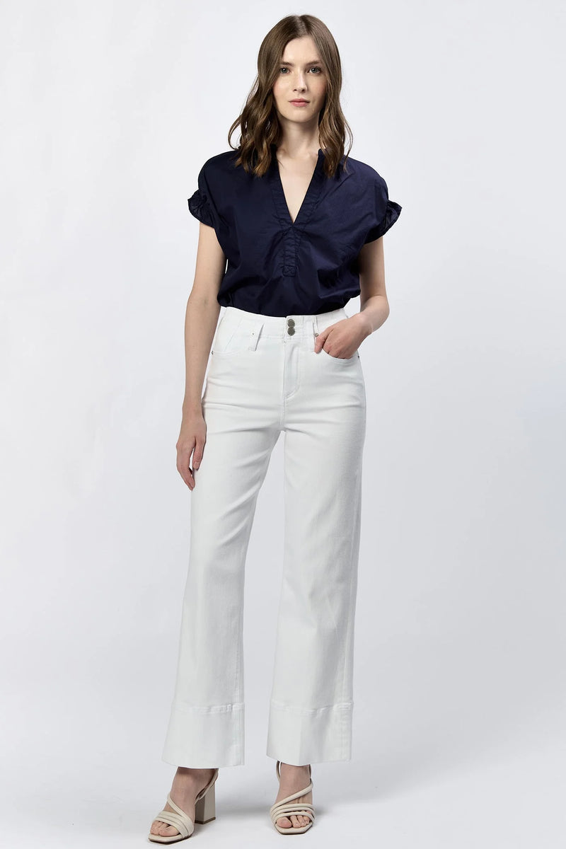 Dear John- Holly High Rise Wide Hem Straight Jeans- White