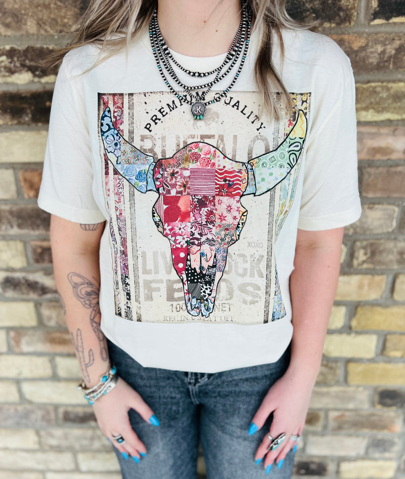 Feedsack Cowskull Tee