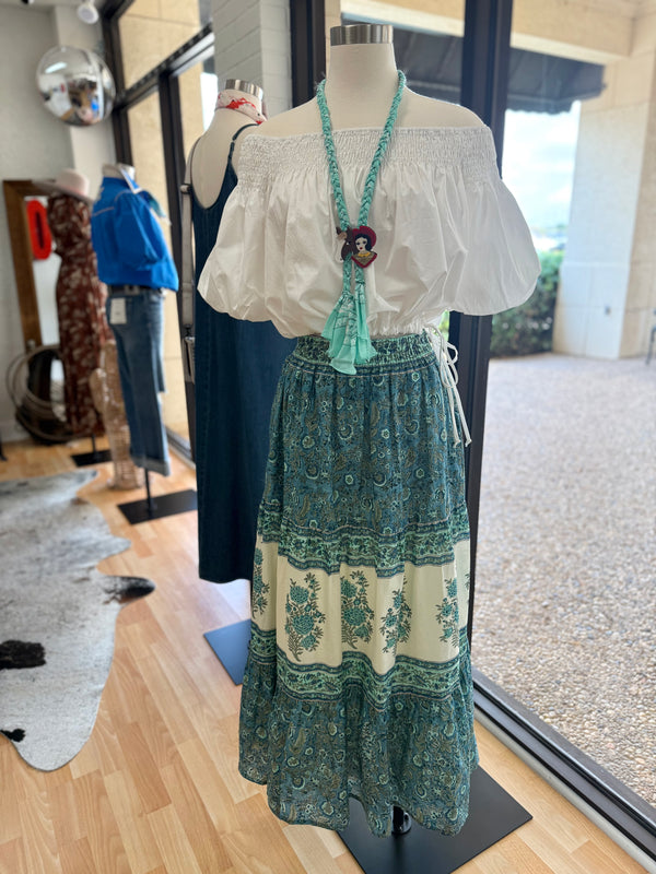 Tolani- Tani Sapphire Floral Midi Skirt