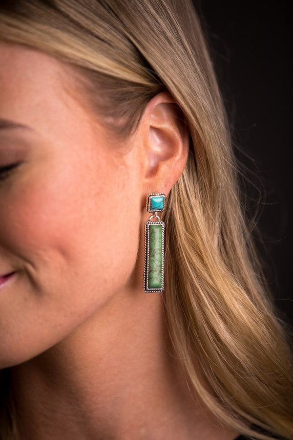 West & Co. 2" Green Bar Earrings