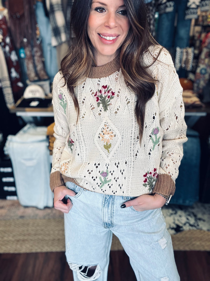 Olivia Crochet Knit Sweater