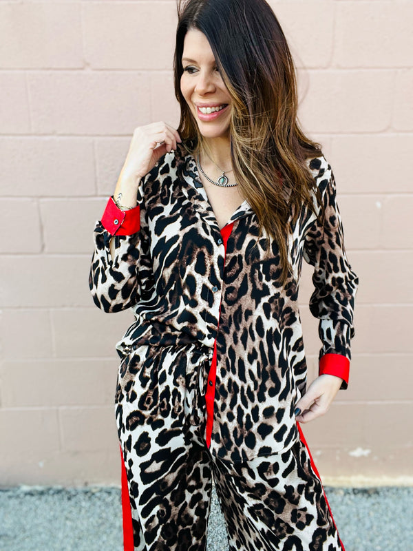 Marla Leopard Button Top