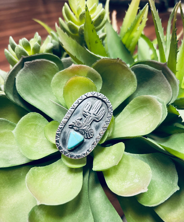 Sterling Cactus Adjustable Ring