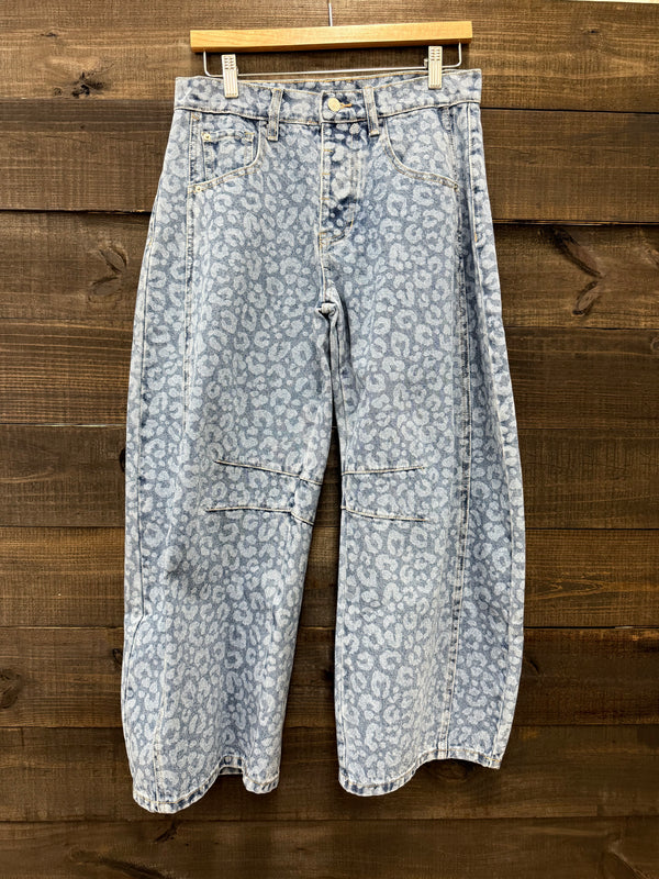 Lulu Leopard Denim Barrel Jeans