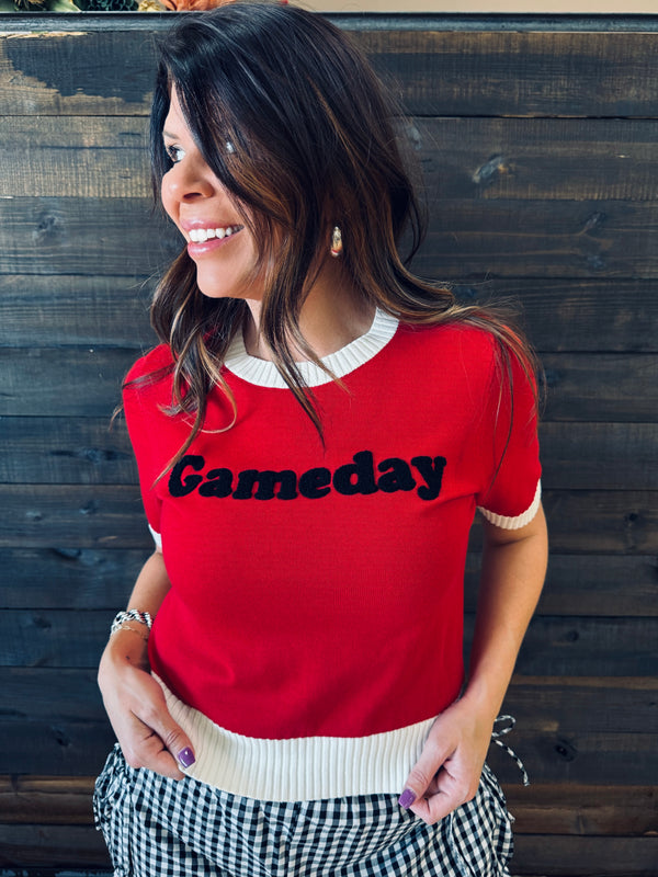 Gameday Red/Black Knit Top