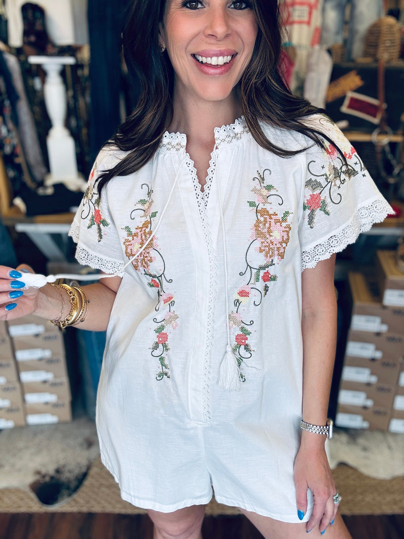 Riata Embroidered Romper