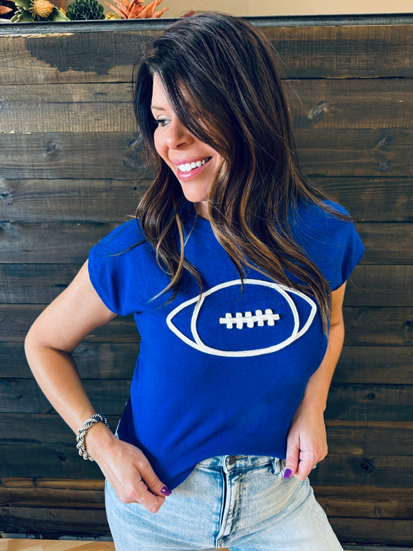 50 Yard Line Knit Top Royal Blue