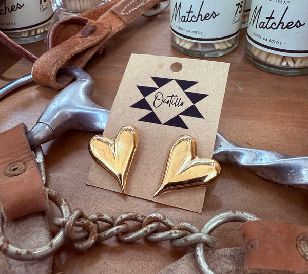 Gold Bubble Heart Earrings