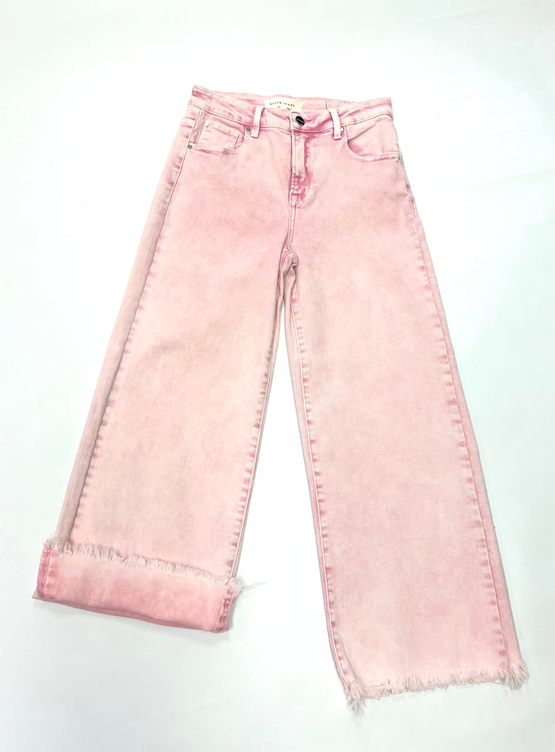 Risen- High Rise Crop Acid Pink Jeans