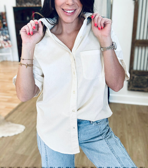 Barb Oversized Basic Button Up