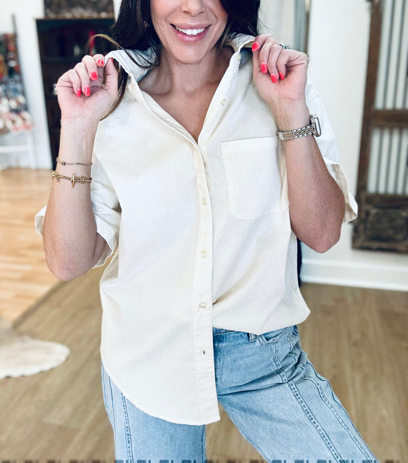 Barb Oversized Basic Button Up