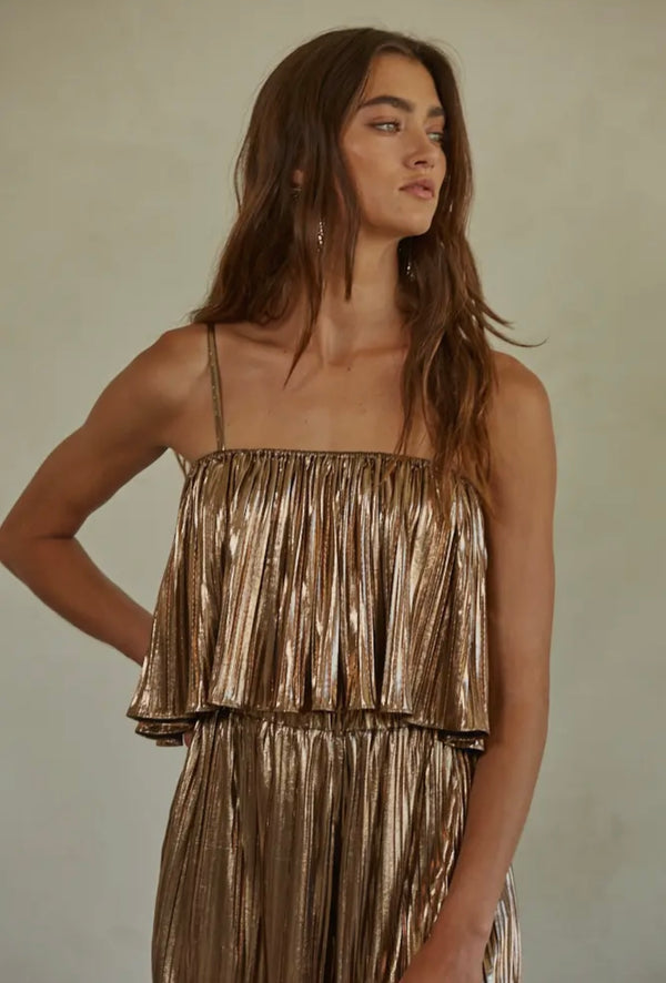 The Donna Summer Cropped Bronze Top