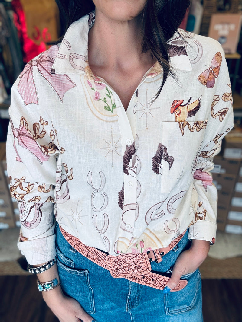 Abby Western Print Top
