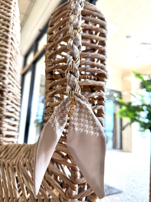 Short Phone Chain Scarf- Taupe/Bone