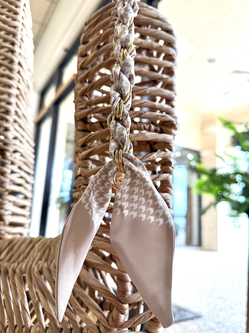 Short Phone Chain Scarf- Taupe/Bone
