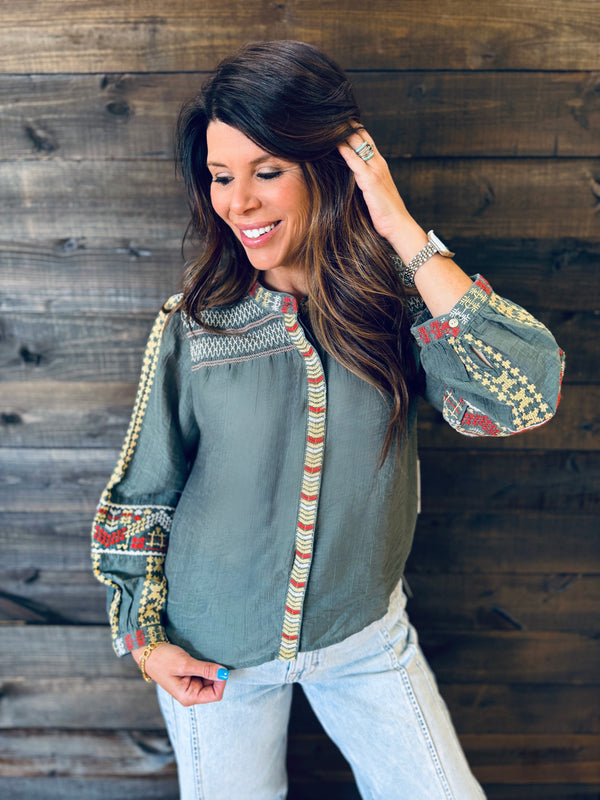 Another Love- Makenna Embroidered Top