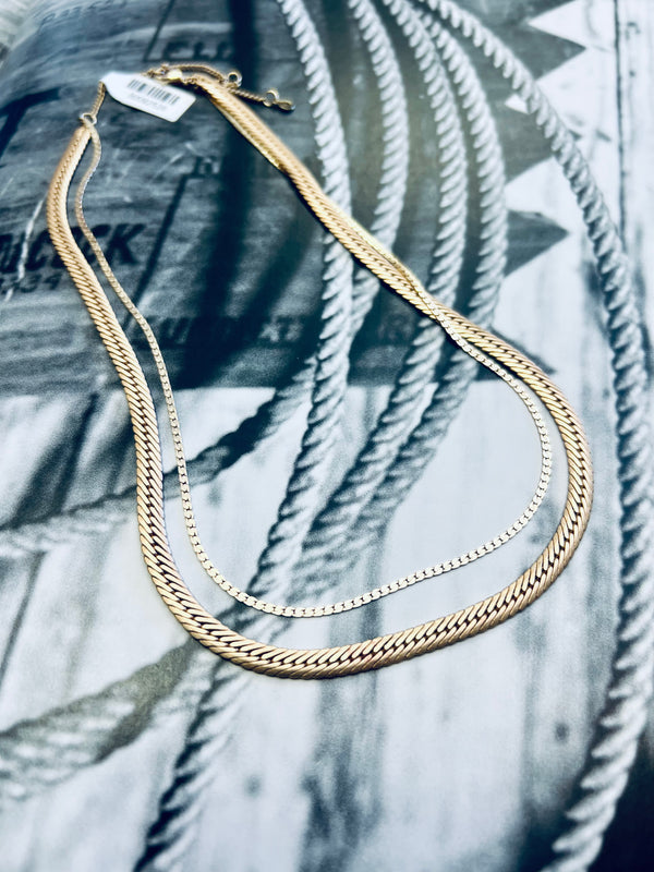 Layered Gold Snake Chain Necklace