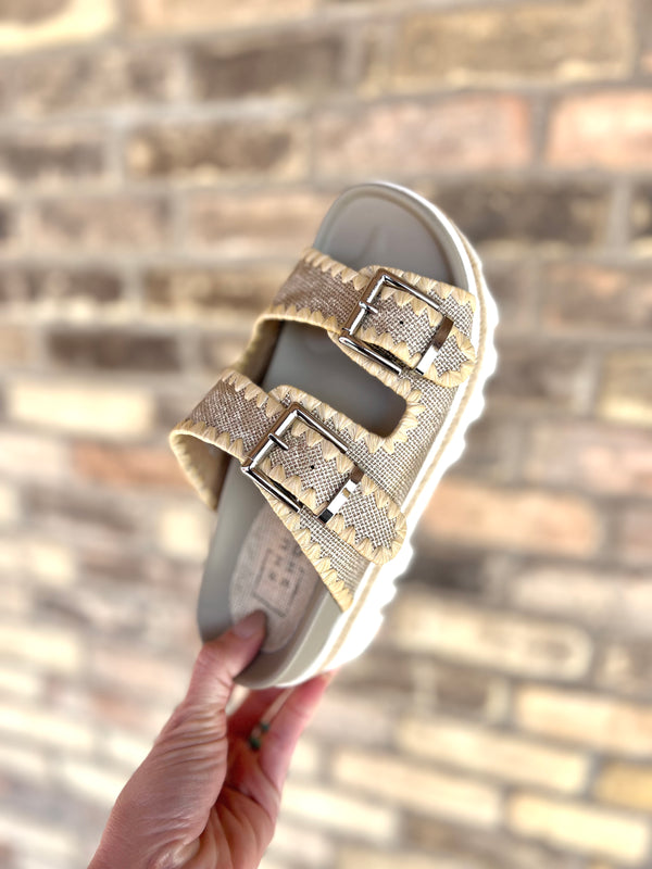 Laura Gold Woven Sandals