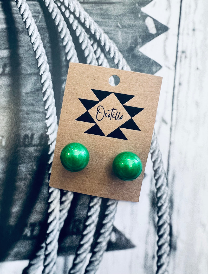 Green Ball Post Earrings