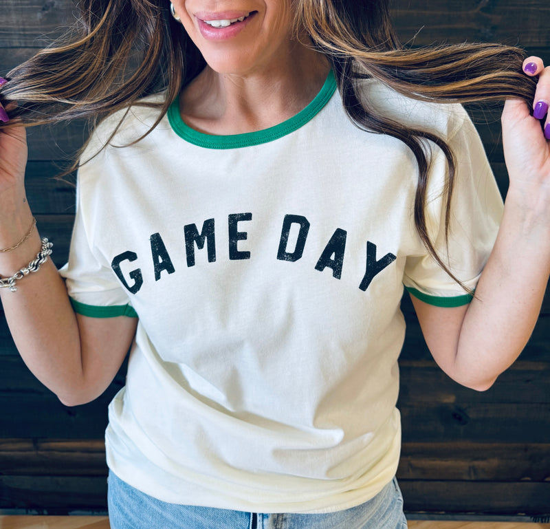 Gameday Ringer Tee- Green
