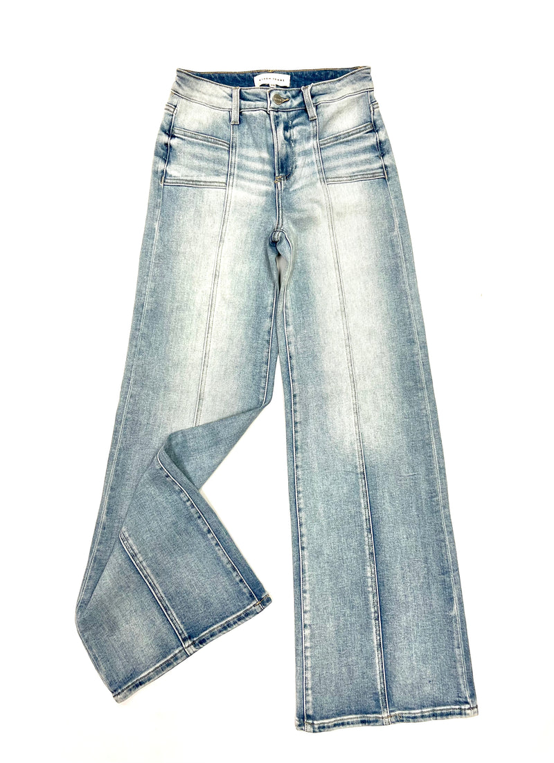 Risen- Mid Rise Wide Leg Jeans w/Front Patch Pocket