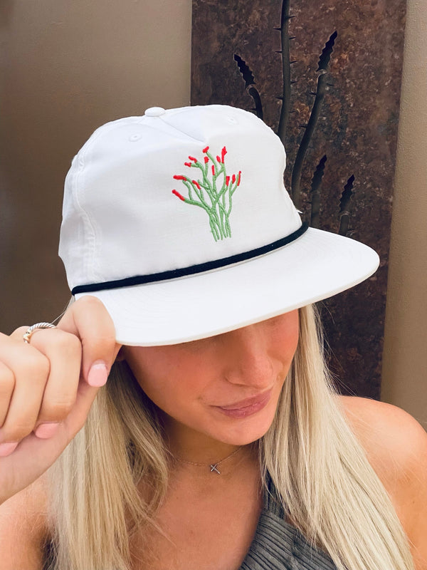 Ocotillo Cactus Plant White Rope Hat